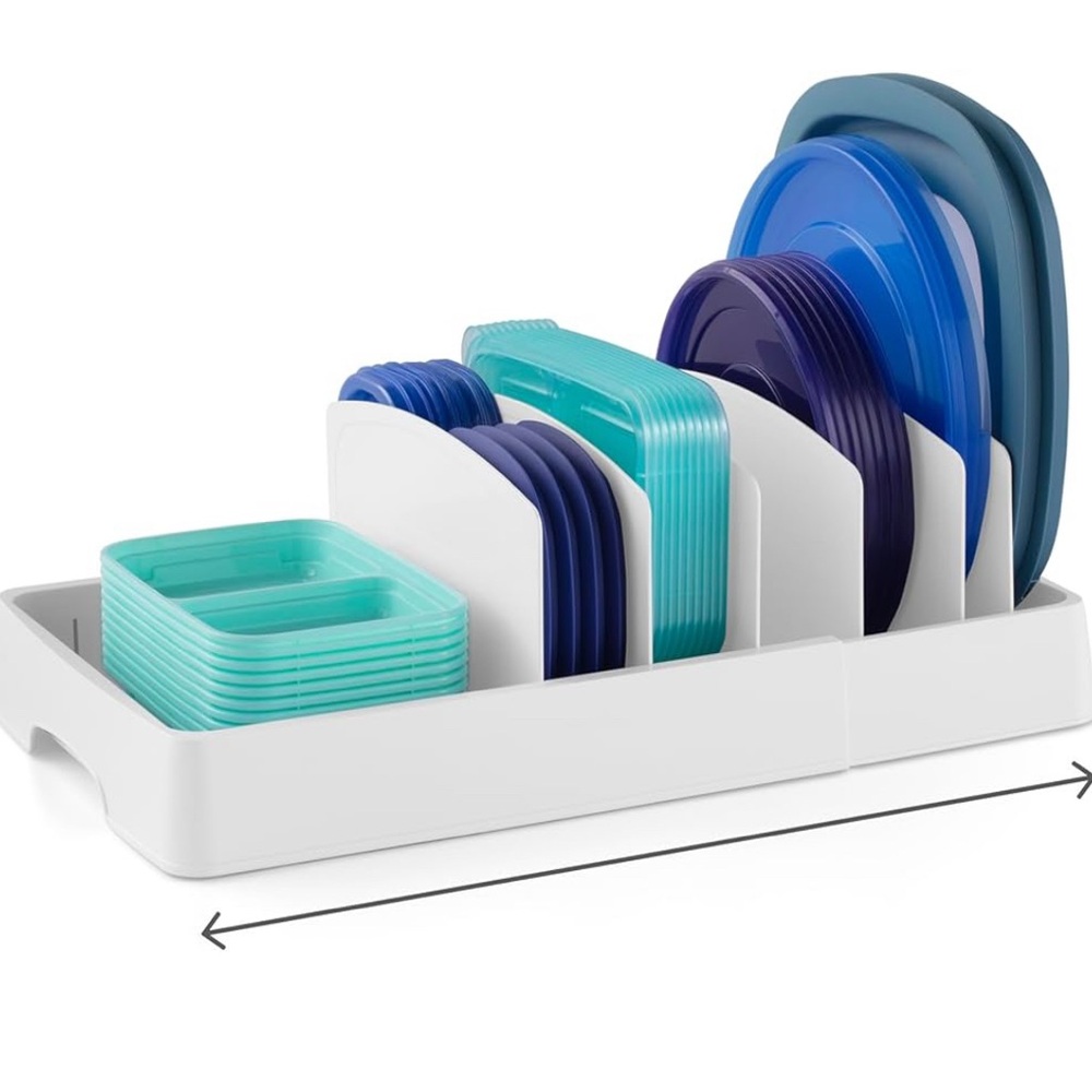 StoraLid Food Container Lid Organizer with Dividers - White NIB